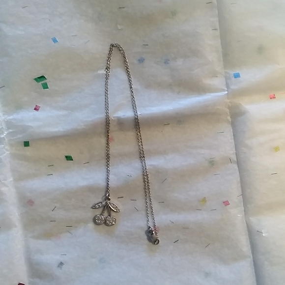 LIZZIE SCHECK WHITE GOLD PAVE DIAMONDS CHERRY NECKLACE - Picture 2 of 6